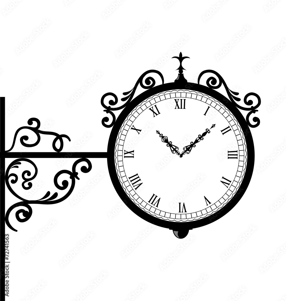 Forging retro clock with vignette arrows Forging retro clock with vignette arrows