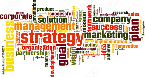 Strategy word cloud concept. Vector illustration