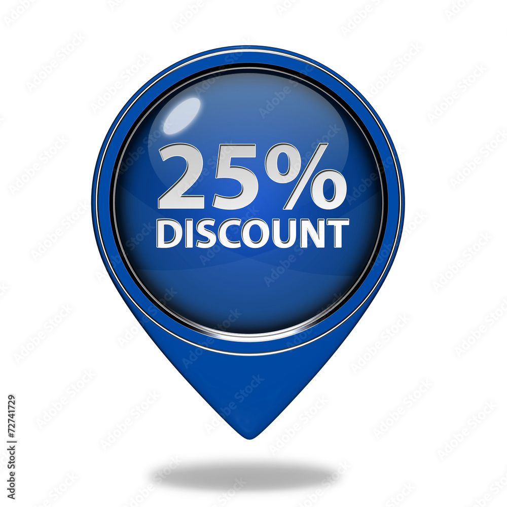 Discount 25 pointer icon on white background Discount 25 pointer icon on white background
