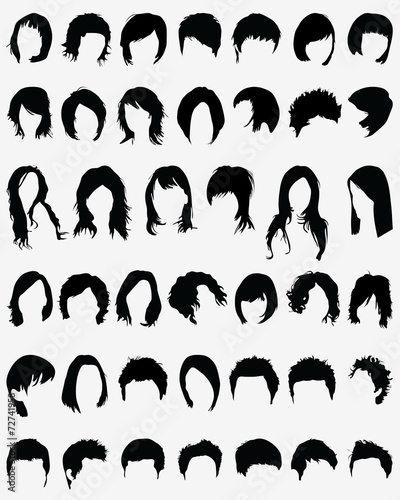 Vector illustration of different hair styling