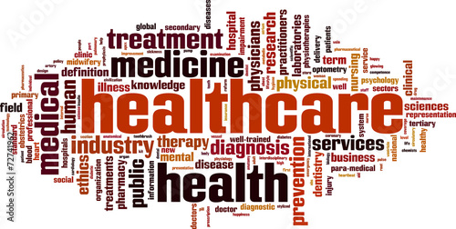 Healthcare word cloud concept. Vector illustration