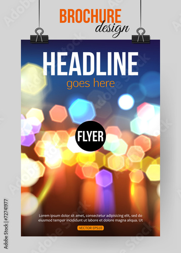 Bright brochure template. Abstract typographical flyer design