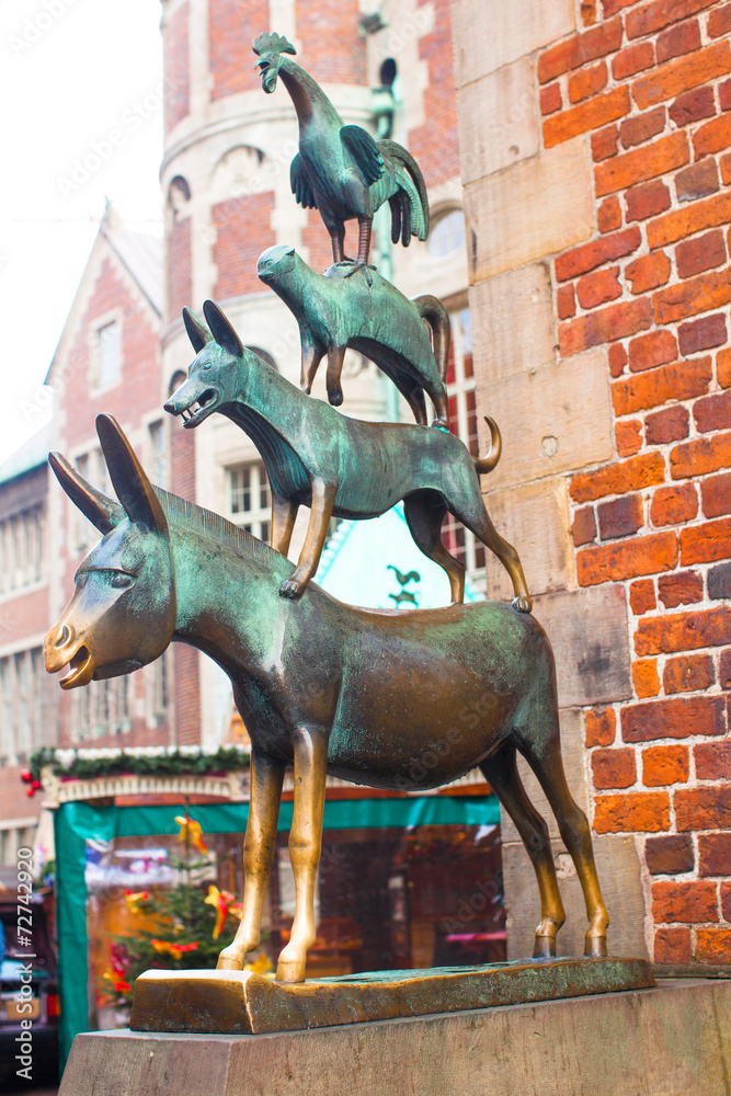 The Statue of Town Musicians of Bremen, Germany