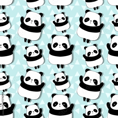 Fototapeta Naklejka Na Ścianę i Meble -  pattern with cute pandas