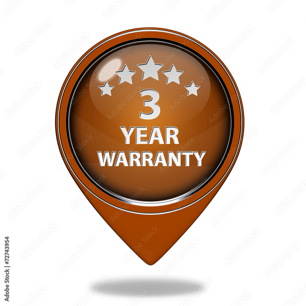 Three year warranty pointer icon on white background Three year warranty pointer icon on white background
