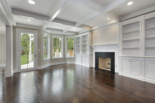 Family room with fireplace