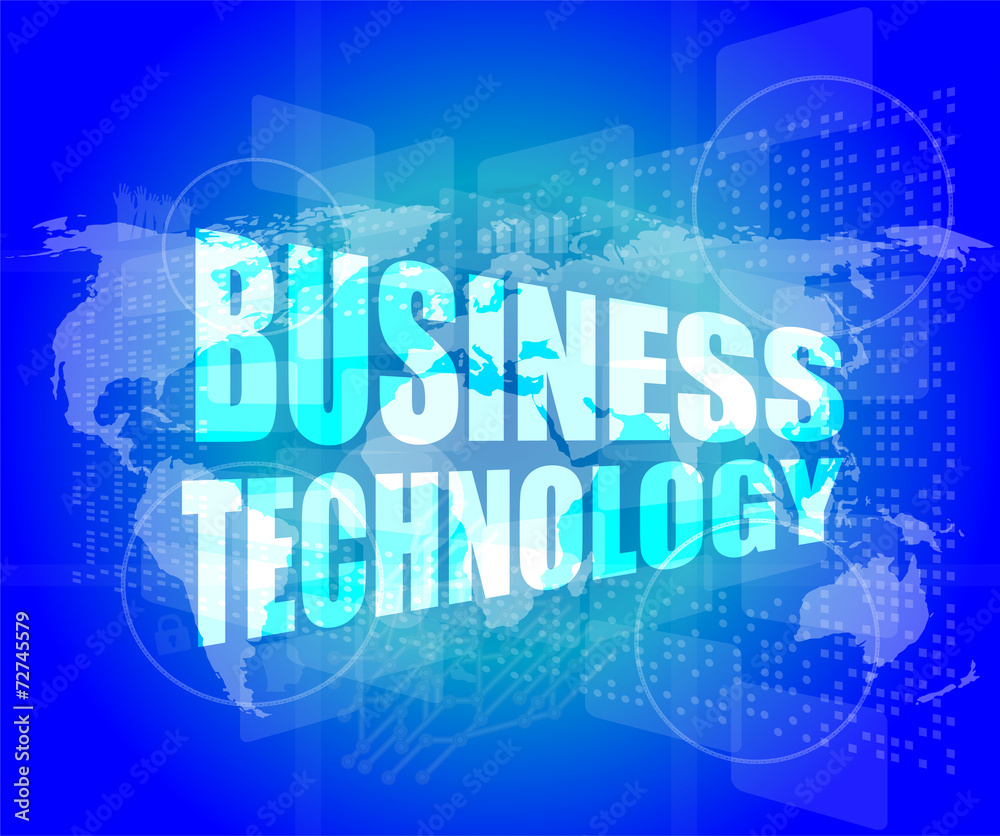 Management concept: business technology words on digital screen