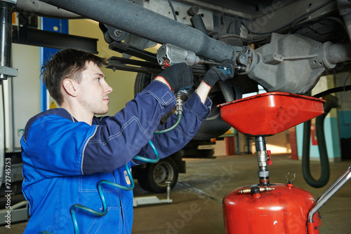 Tableau sur toile auto mechanic disassembling axle