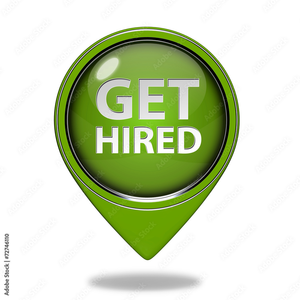 Get hired pointer icon on white background