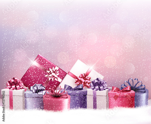 Christmas holiday background with presents. Vector.