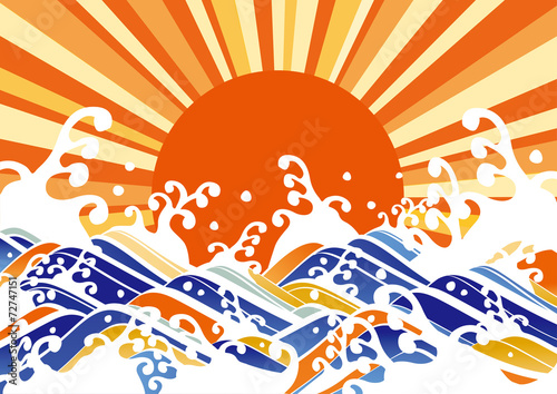 波_オレンジ_太陽