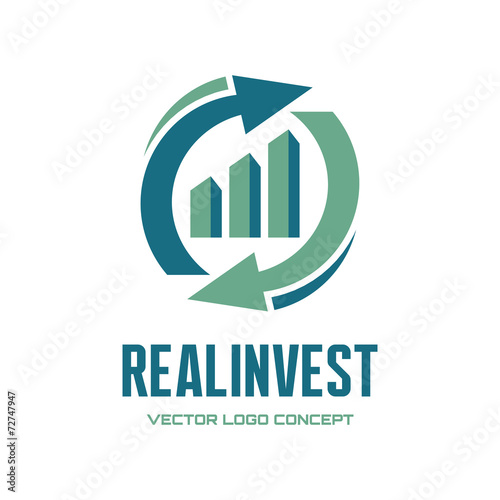 Real Invest - vector logo. Business finance logo.
