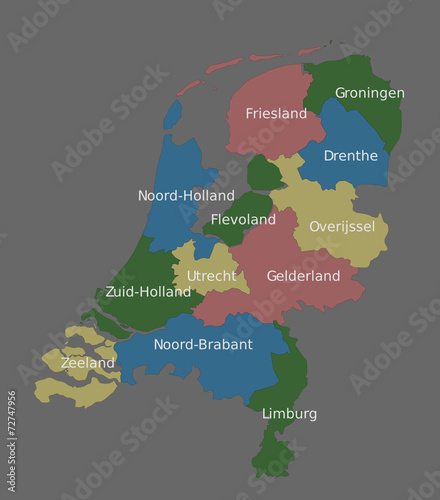 Highly detailed political Netherlands map