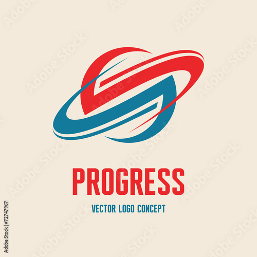 Progress - logo. Abstract Saturn planet illustration.