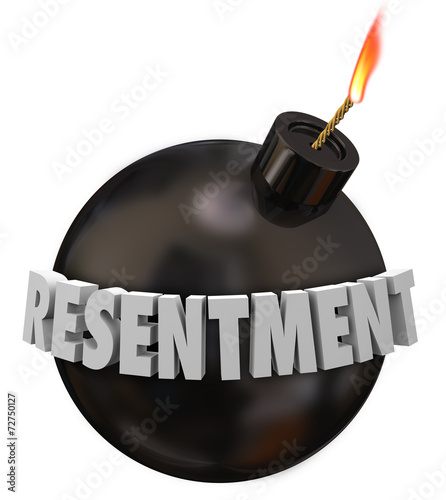 Resentment 3d Word Black Round Bomb Anger Bitter Grudge Feeling
