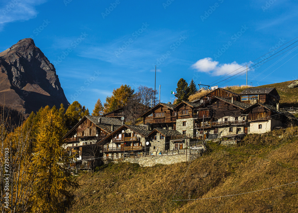 Small mountain village in Aosta Valley