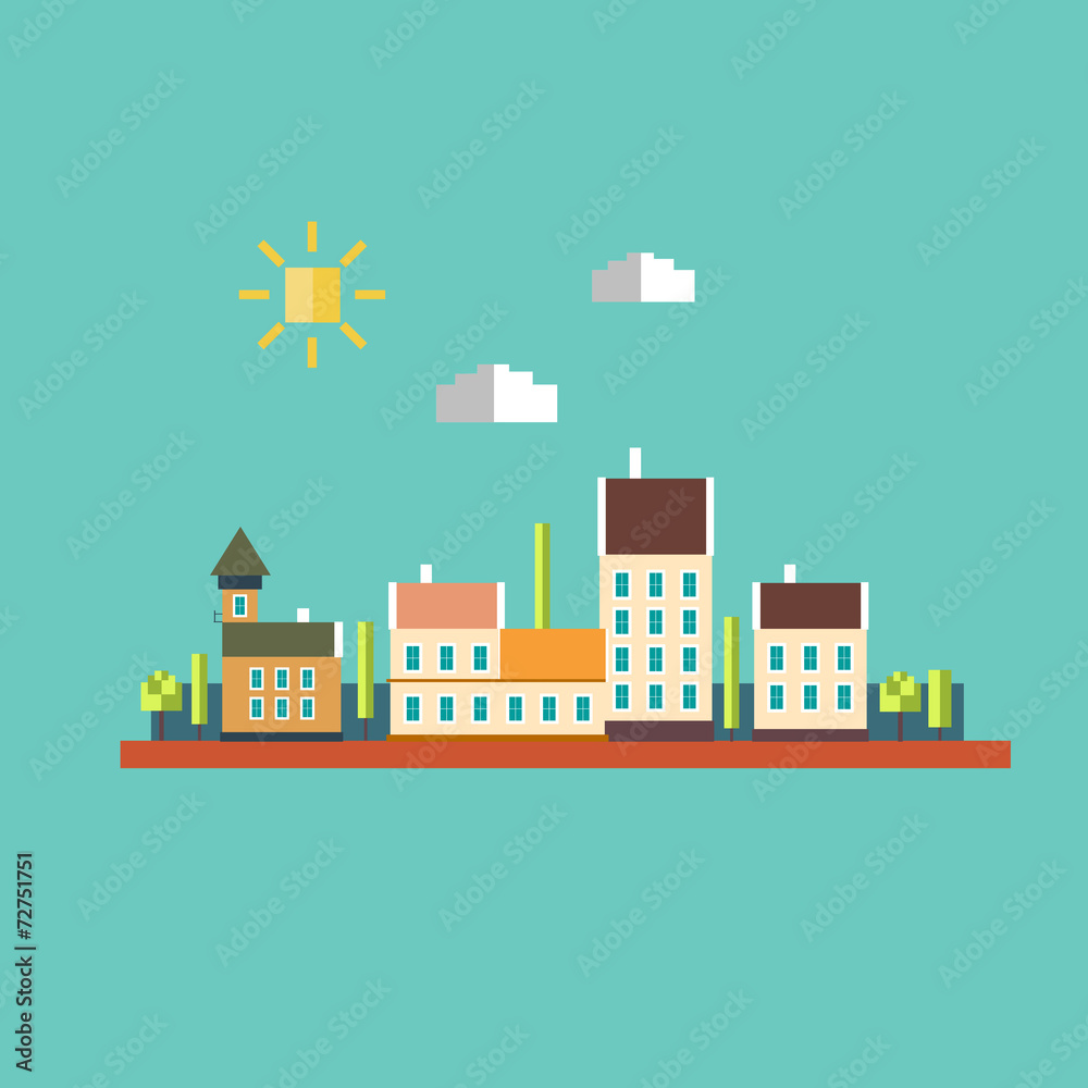 Color flat contours of the urban landscape Color flat contours of the urban landscape