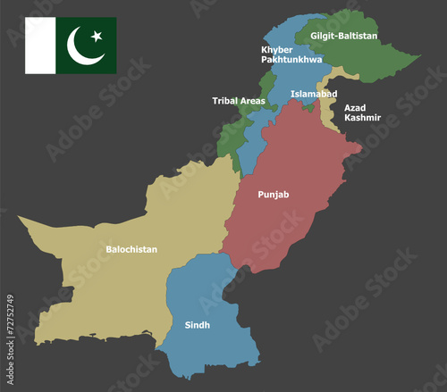 Highly detailed political pakistan map