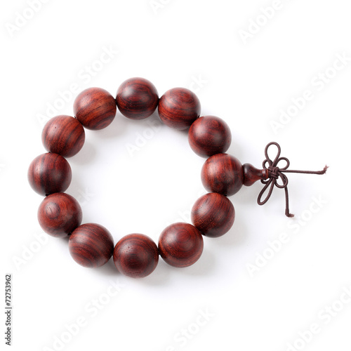 wooden bead bracelet on white background