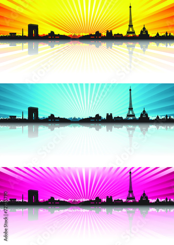 Color background Paris Skyline Silhouette