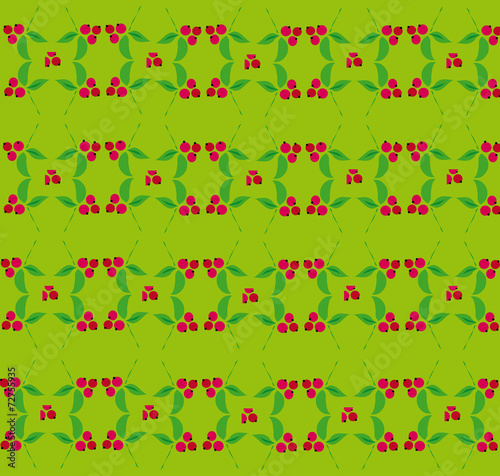 Berry pattern on a green background