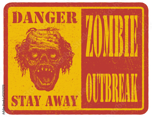 Zombie. Warning sign. Hand drawn. Vector illustration eps8
