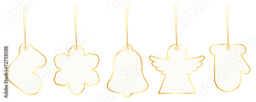 New Set 5 Christmas Hangtags Paper Gold