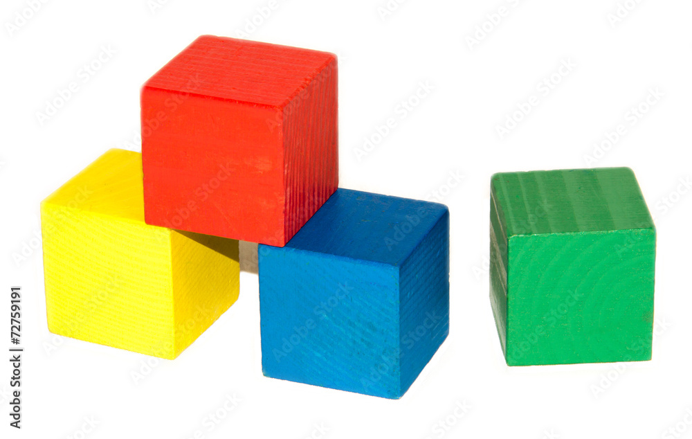 Coloured wooden cubes on white background Coloured wooden cubes on white background
