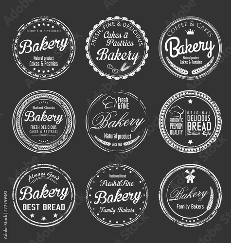 Bakery retro grunge stamp collection