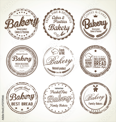 Bakery retro grunge stamp collection