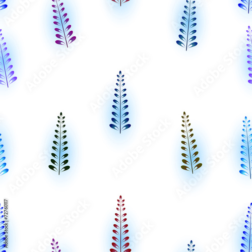 Seamless background with blue floral ornament. Gzhel style. Spik