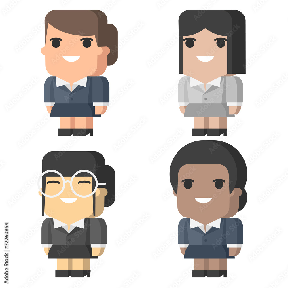 Business women square different races Business women square different races