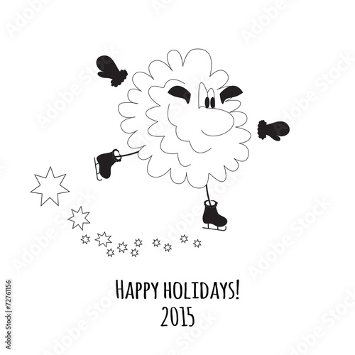 Cartoon sheep on skates vector