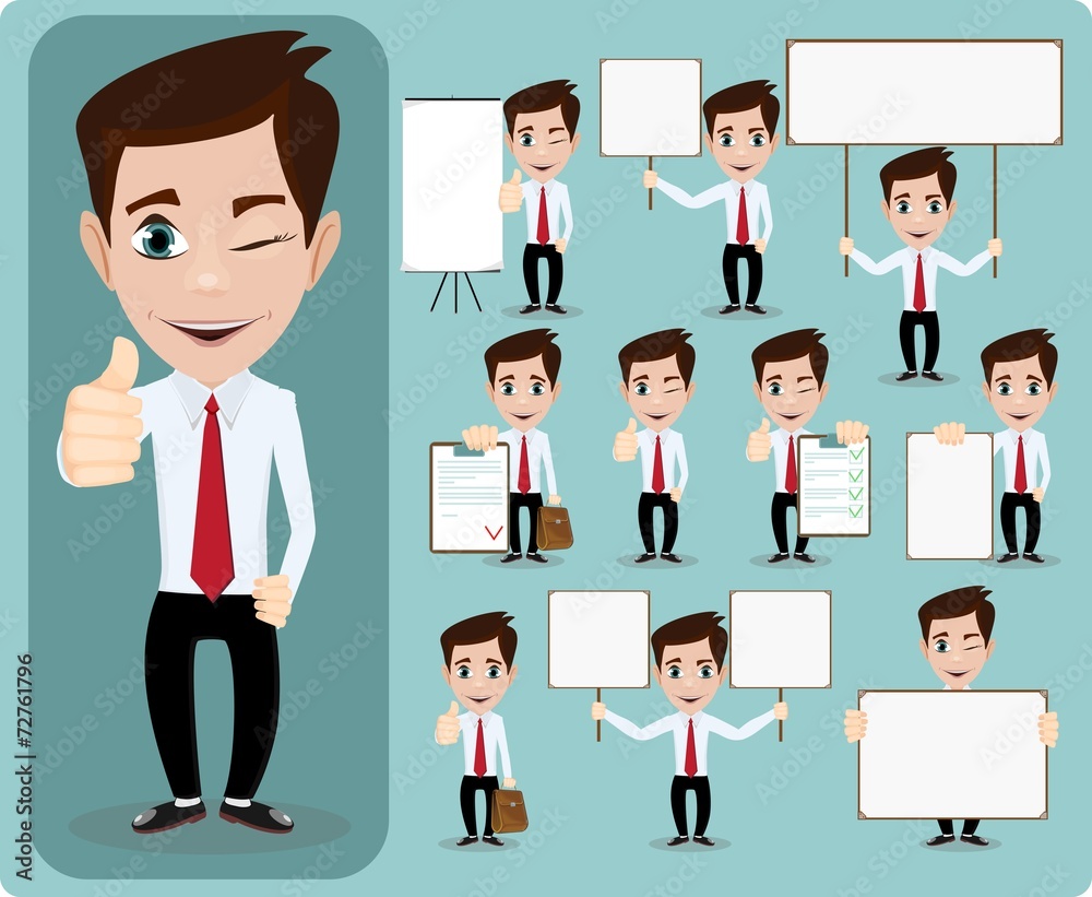 Collection of office worker with posters Collection of office worker with posters