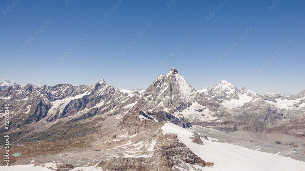 Zermatt, Alpen, Dorf, Schweizer Berge, Wallis, Zinalhorn, Trockener Steg, Gletscher, Ober Gabelhorn, Weisshorn, Matterhorn, Sommer, Schweiz