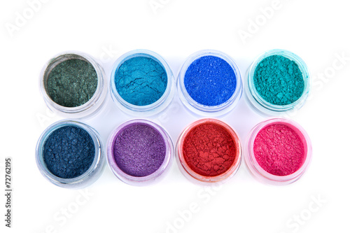 Set of colorful powder eye shadows