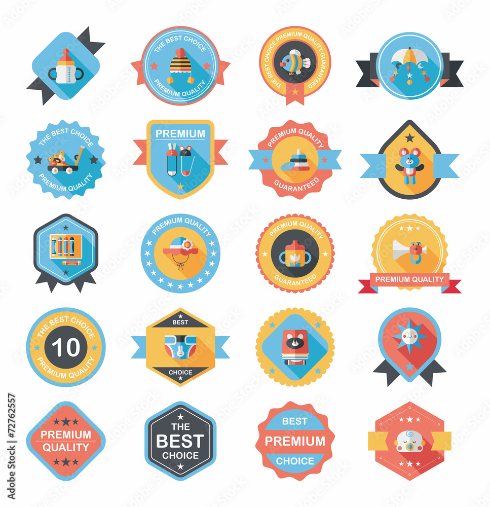 Baby badge banner design flat background set, eps10 Baby badge banner design flat background set, eps10