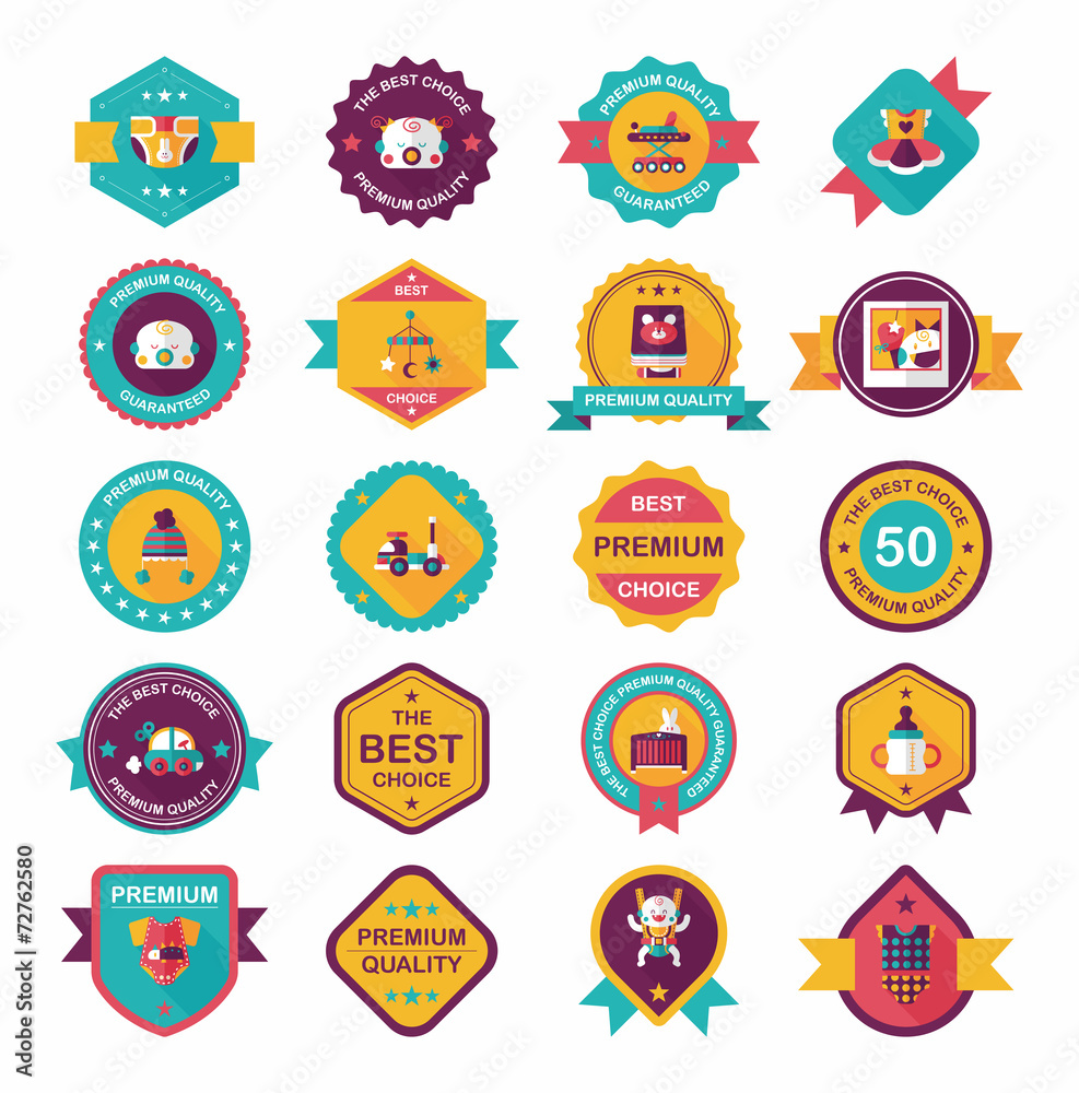Baby badge banner design flat background set, eps10 Baby badge banner design flat background set, eps10
