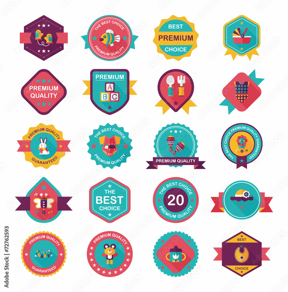 Baby badge banner design flat background set, eps10 Baby badge banner design flat background set, eps10