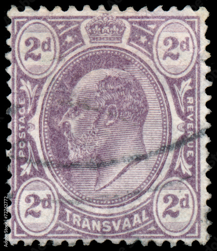 stamp printed in UK shows King George V