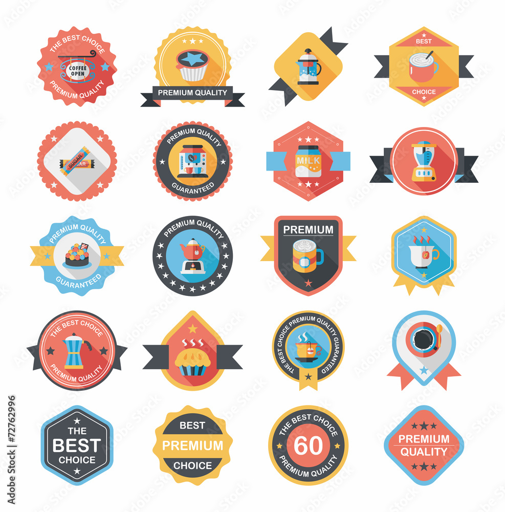coffee badge design flat background set, eps10 coffee badge design flat background set, eps10