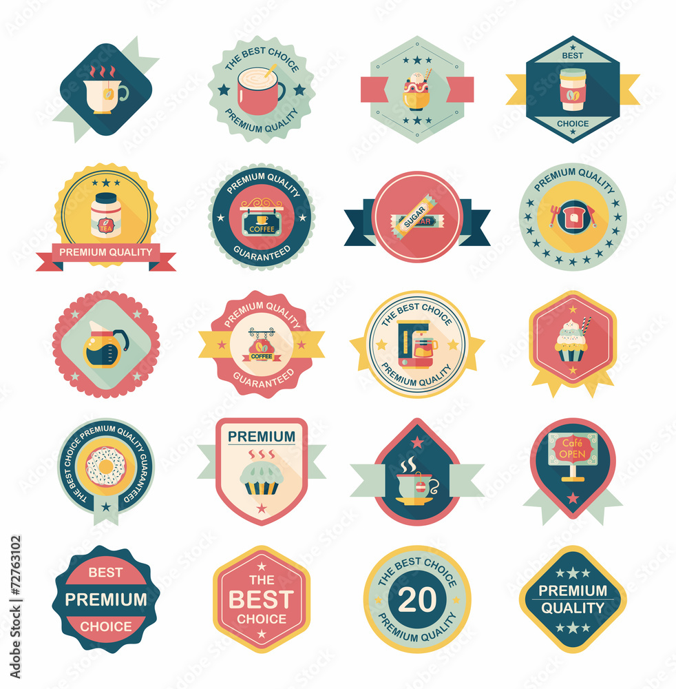 coffee badge design flat background set, eps10 coffee badge design flat background set, eps10