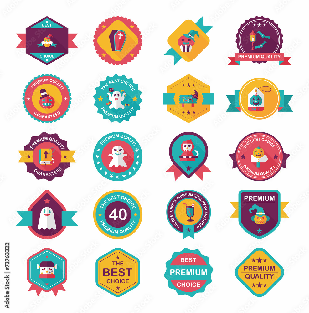 Halloween badge banner design flat background set, eps10 Halloween badge banner design flat background set, eps10