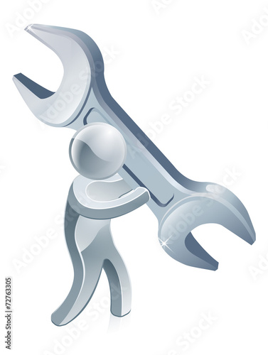 Man with giant spanner