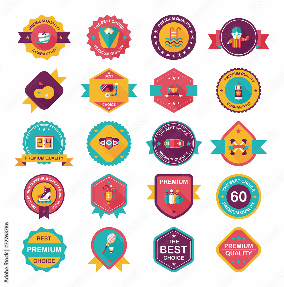 Sport badge flat banner design background set, eps10