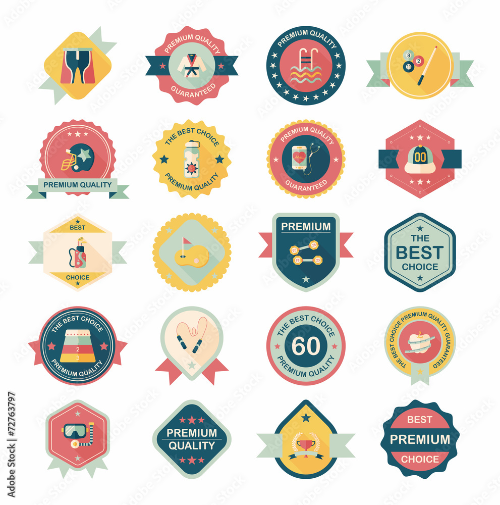 Sport badge flat banner design background set, eps10 Sport badge flat banner design background set, eps10