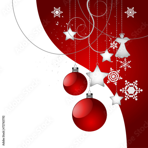 Christmas tree decoration background in red