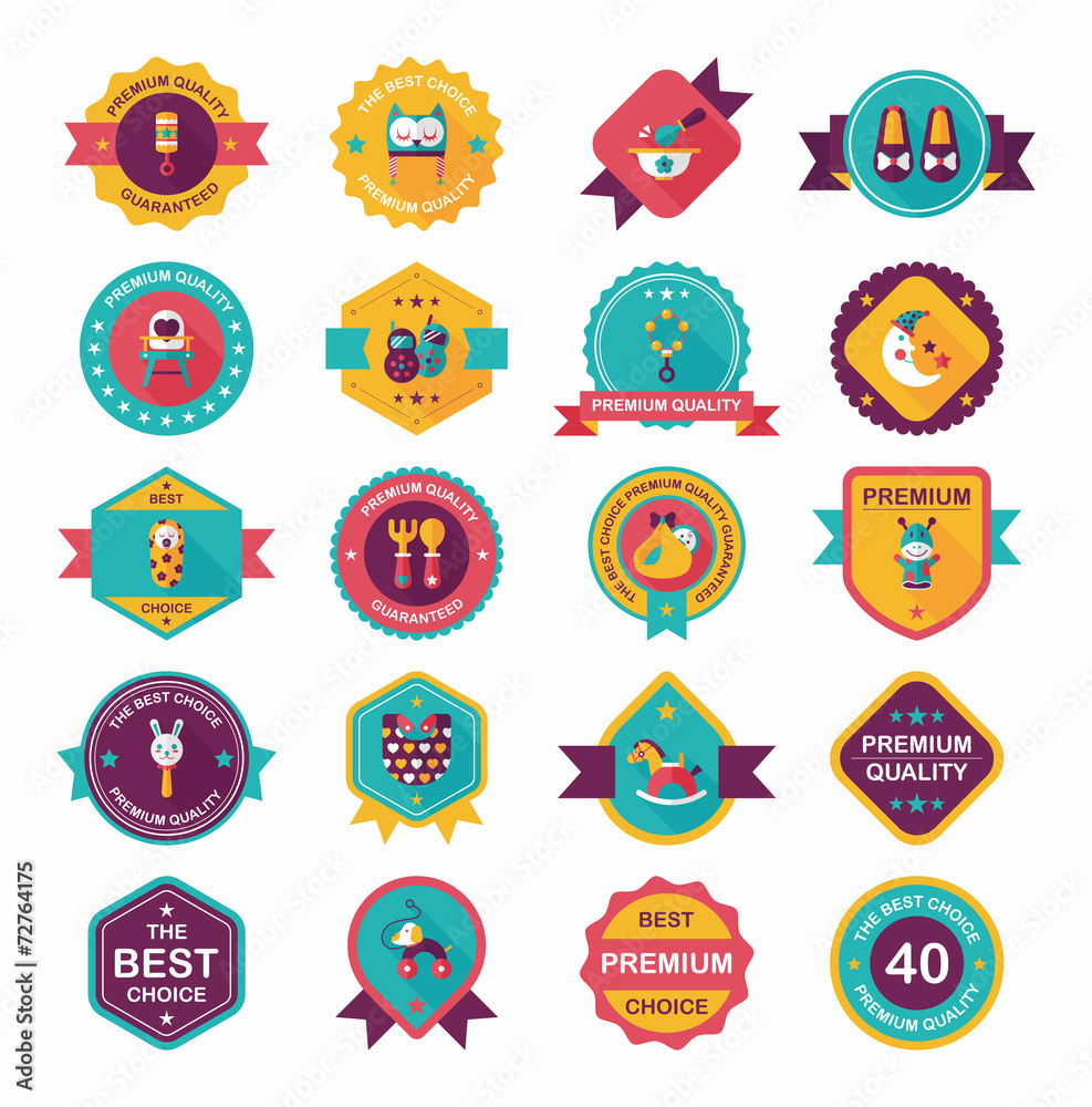 Baby badge banner design flat background set, eps10 Baby badge banner design flat background set, eps10