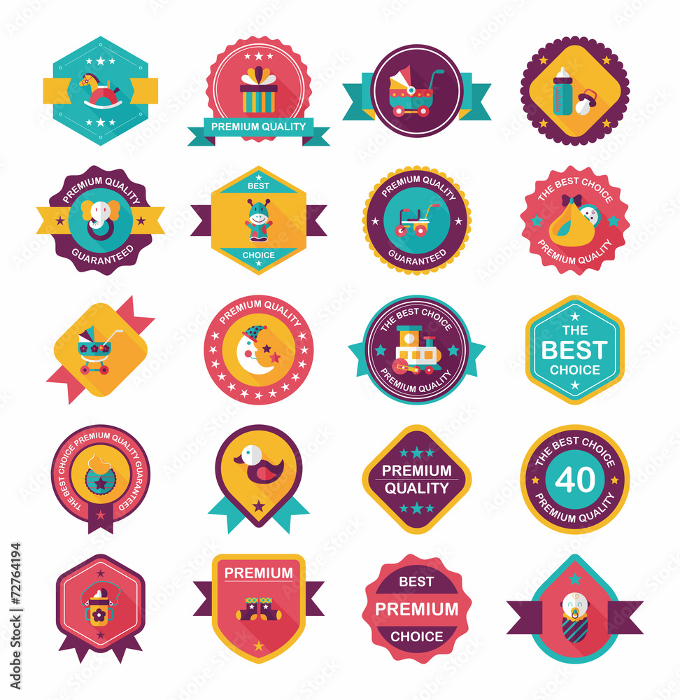 Baby badge banner design flat background set, eps10 Baby badge banner design flat background set, eps10