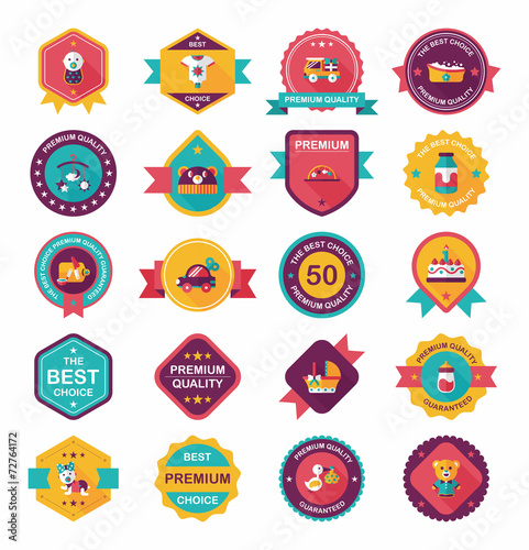 Baby badge banner design flat background set, eps10